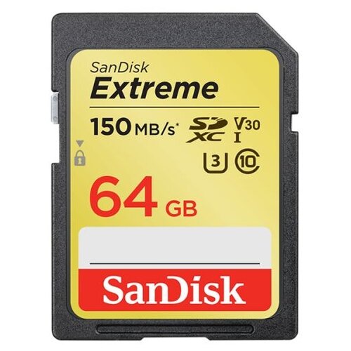 Карта памяти SanDisk SDXC 64 ГБ Class 10, V30, UHS-I, R/W 150/60 МБ/с,