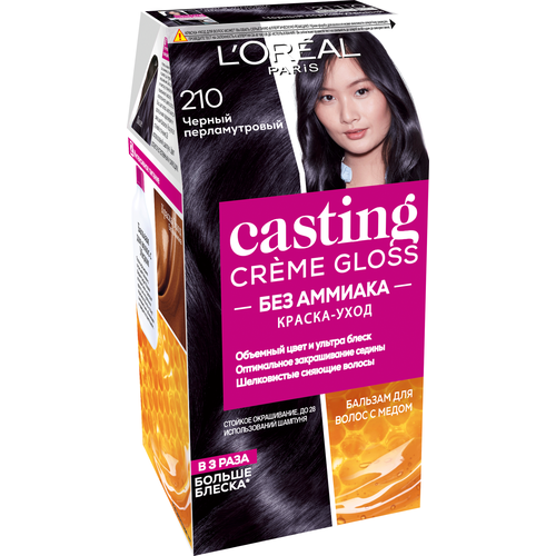 L'Oreal Paris Casting Creme Gloss стойкая краска-уход для волос, 210 черный перламутровый, 254