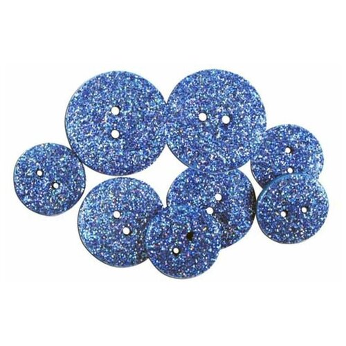 Пуговицы Glitter Buttons, пластиковые, синие, 7 шт., 1 упако