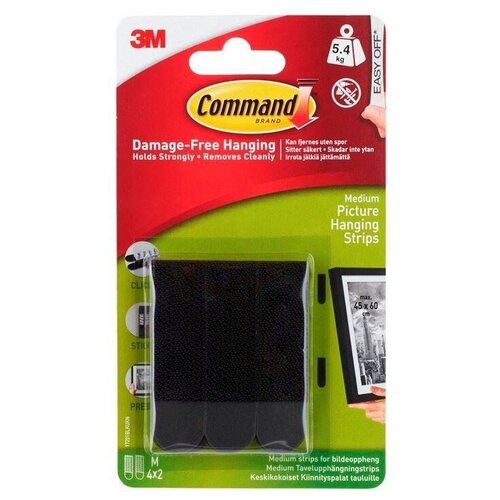 Клейкие полоски Command 17201BLK,