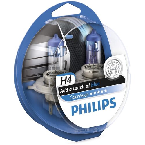 Лампа автомобильная галогенная Philips ColorVision Blue 12342CVPBS2 H4 60/55W