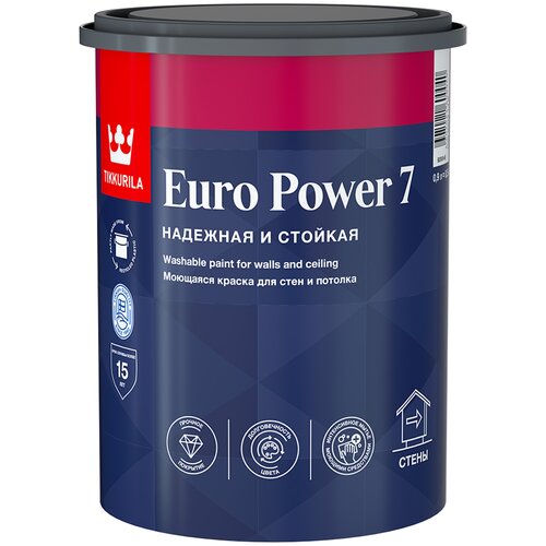 Краска Tikkurila интерная стойкая к мытью EURO POWER 7 A мат