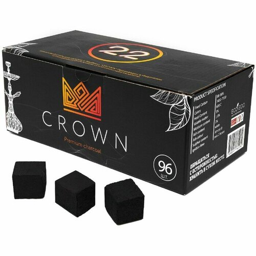   Яндекс Маркет Crown Уголь для кальяна кокосовый CROWN, Краун, 96 кубиков, кубик 2.2 х 2.2