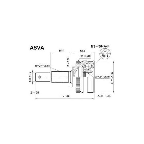 Граната наружная Asva NS-364A44 Nissan: 27*56*27 39100-AV611