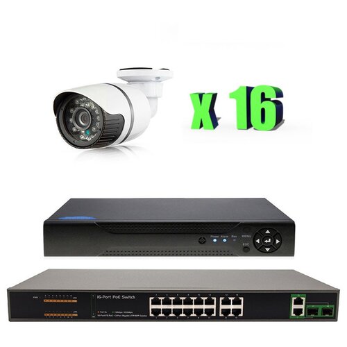 Готовые комплекты Комплект видеонаблюдения IP 2Мп Ps-Link KIT-C216IP-POE 16 ка