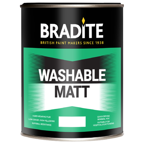 Краска акриловая Bradite Washable Matt для стен влагостойкая