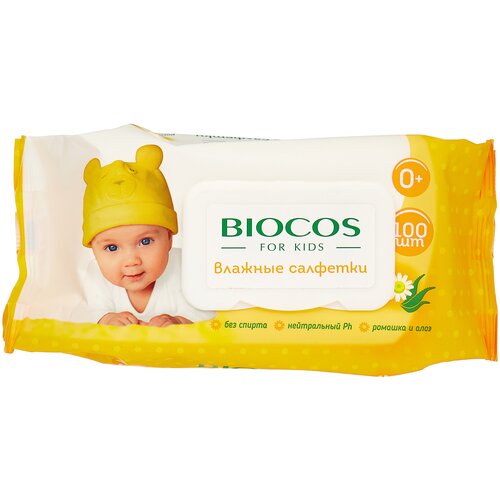 Детские влажные салфетки BIOCOS , 100 шт