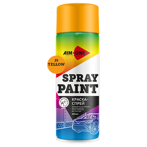 Краска Aim-One Spray Paint, желтый, глянцевая, 450