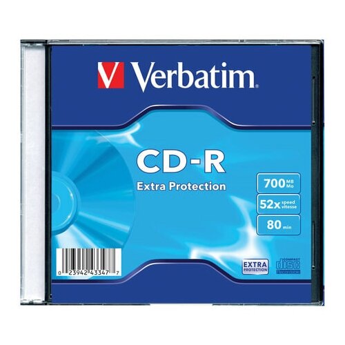 Оптический диск CD-R DL Verbatim 700Mb, 52х, slim case, 1шт.