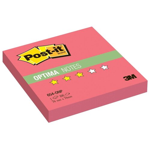 Post-it Блок-кубик Optima, 76х76 мм, 100 штук (654) маковый неоновый 70 г/м² 1