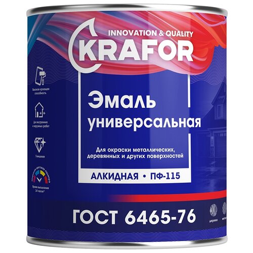 Эмаль ПФ-115 универсальная Krafor, алкидная, глянцевая, 1,8 