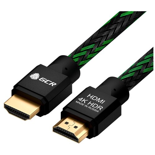 Кабель GCR HDMI - HDMI (GCR), длина 1.5 м, 1 шт., черный/зеленый