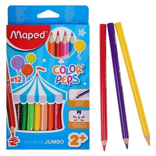 Карандаши трёхгранные, 12 цветов, Maped Color Peps Maxi, уто