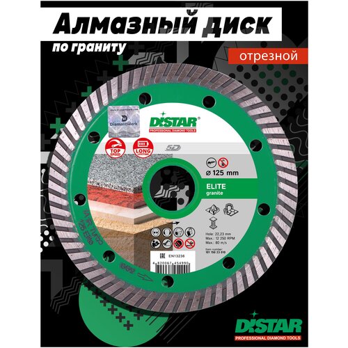 Диск алмазный турбо Elite 125x2.2x10x22мм, Distar