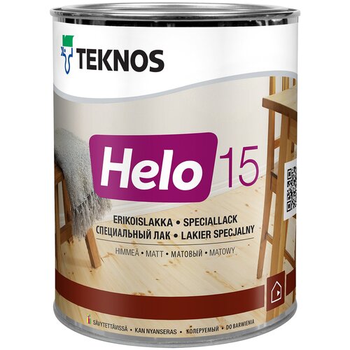  Лак TEKNOS Helo 15 Бесцветный матовый (0.9л)