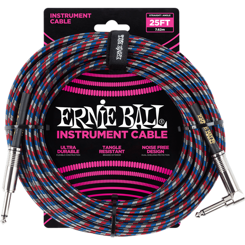 Ernie Ball 6063 кабель инструментальный, прямой / угловой джеки, 7,62 м, цвет