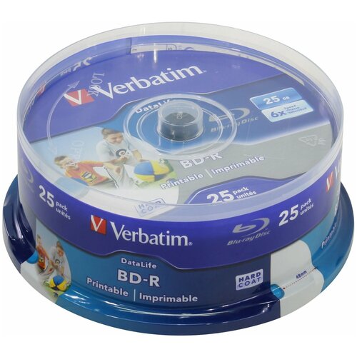 Диск BD-R Verbatim 25Gb 6x Wide Inkjet Printable 50 шт. cake