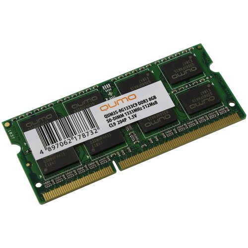 Qumo DDR3 SODIMM 8GB QUM3S-8G1333C9 R PC3-10600, 1333MHz