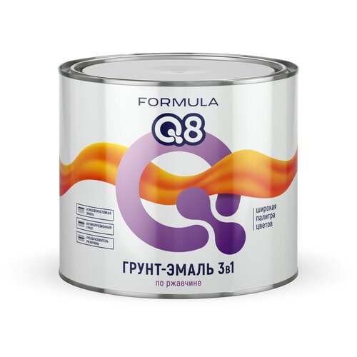 Грунт-эмаль по ржавчине Formula Q8 3 в 1, матовая, 1,9 кг, з