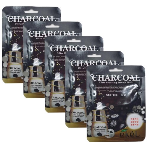 Ekel Маска тканевая с экстрактом древесного угля Charcoal Ultra Hydrating