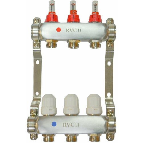 Коллекторный блок нерж 1 (DN25) 2 x 3/4 (евроконус), с расходомерами RVC