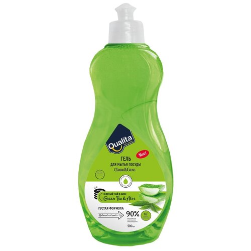 Qualita Гель для мытья посуды Green tea & Aloe, 0.5 л, 0.54