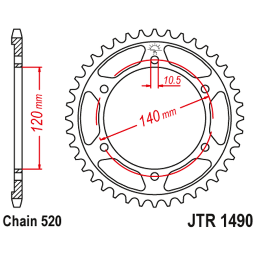 Звезда задняя (ведомая)сталь) JT 1490.42