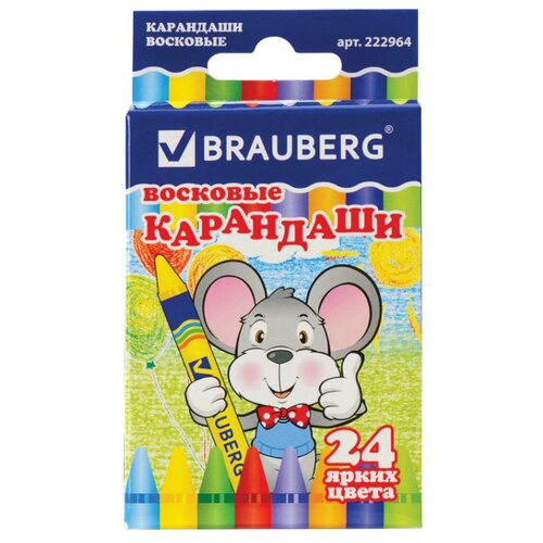 BRAUBERG Восковые карандаши 24 шт. (222964), разноцветный, 24 шт.