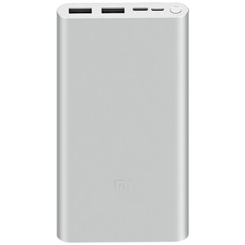 Портативные аккумуляторы Портативный аккумулятор Xiaomi Mi Power Bank 3, 10000 mAh, серебристый, упаковка: