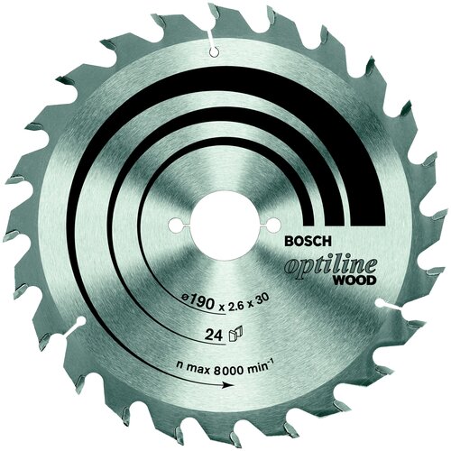 Диск пильный 190 х 30 мм, 24 зуба, BOSCH Optiline Wood, 2608