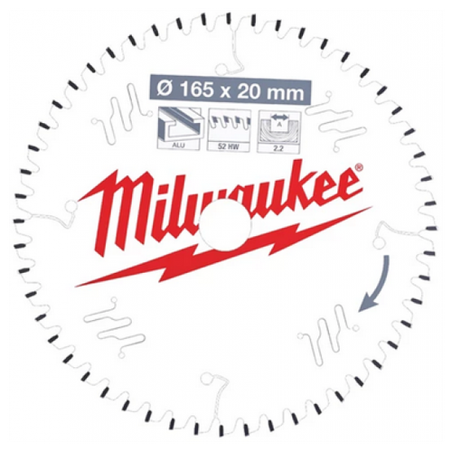 Диск пильный MILWAUKEE 165x20x2,2x48 скошен. зуб по дереву