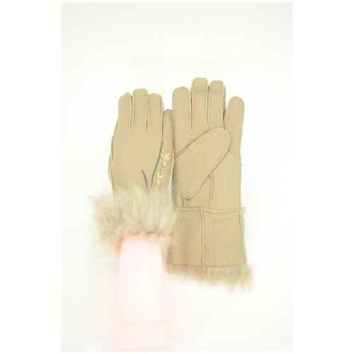 Перчатки женские зимние длинные с мехом Happy Gloves цветы т