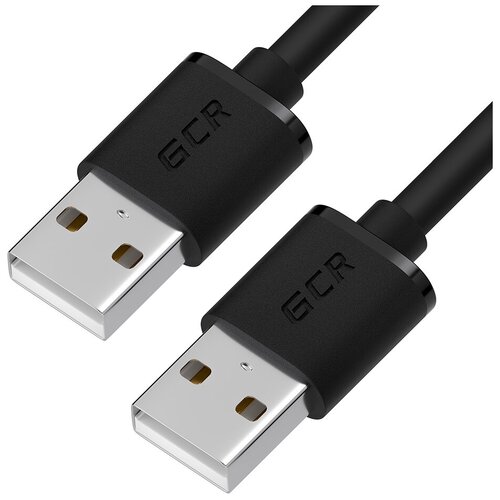 GCR Кабель 1.0m USB 2.0, AM/AM, черный, 28/28 AWG, экран, армированный,