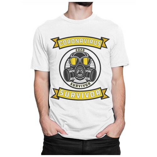 Футболка Design Heroes Coronavirus survivor Мужская Белая 2X