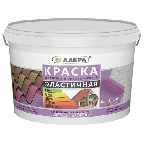 Краска акриловая Лакра эластичная 6 кг, зеленый