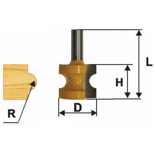 Энкор Фреза по дереву кромочная полустерж Ø22.2х19 R3.2 твер