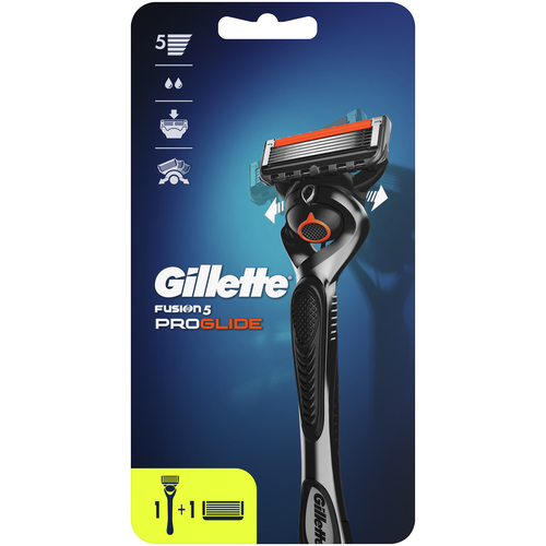 Многоразовый бритвенный станок Gillette Fusion5 ProGlide, черный/серебристый, 2