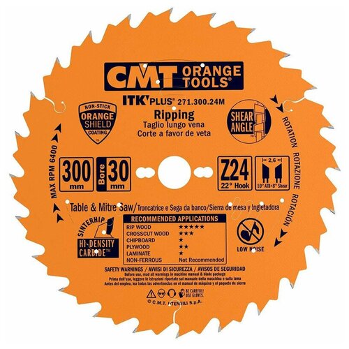 CMT Диск пильный 300x30x2,6/1,8 22 10 ATB + 8 SHEAR Z=24 271