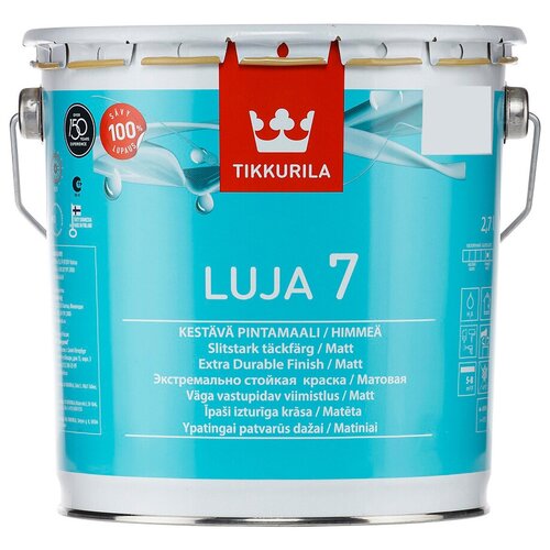 Краска акриловая Tikkurila Luja 7 влагостойкая моющаяся матовая бесцветный 2.7