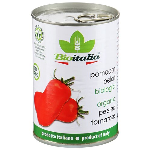 Томаты (помидоры) Bioitalia Pomodori pelati очищенные целые в томатном соке, 400