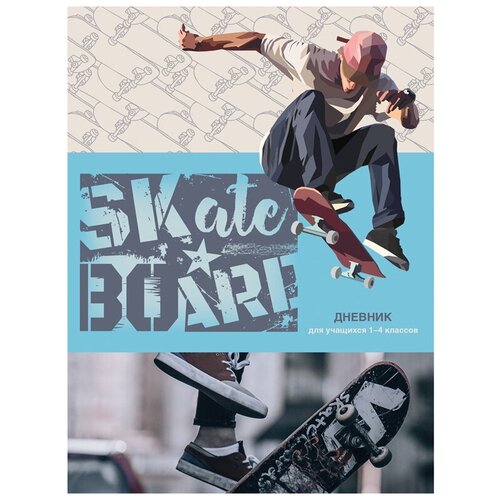 Дневник BG 1-4 класс, 48 листов, твердый, Skateboard, мато