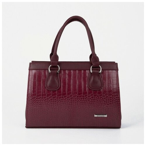 Сумка-тоут на молнии, длинный ремень, цвет бордовый