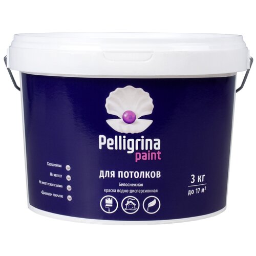 Краска для потолков Pelligrina Paint, акриловая, белоснежная