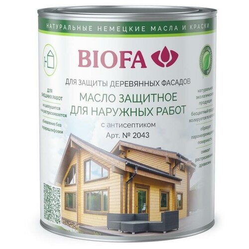 BIOFA 2043 Масло защитное для наружных работ с антисептиком (10 л 4343 Дуб