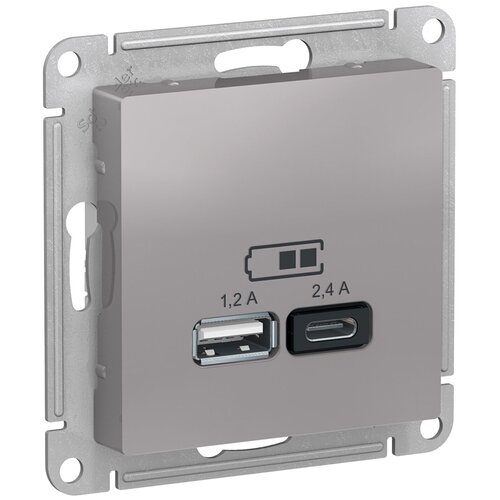 Atlas Design USB розетка A+С, 5В/2,4А, 2х5В/1,2А, механизм,