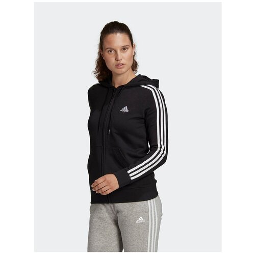 Толстовки Худи жен. GL0792/adidas/W 3S FT FZ HD/BLACK/WHITE/размер M