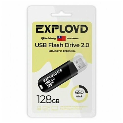 Флеш-накопитель USB 2.0, 128GB Exployd 650, чёрный (EX-128GB