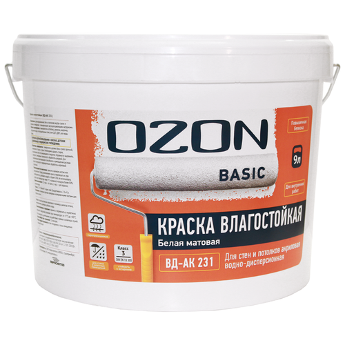 Краска акриловая OZON Basic влагостойкая ВД-АК 231 влагостой