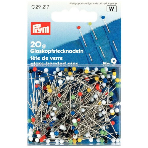 Набор булавок Prym 029217 со стеклянными головками 0,60 х 30 мм, серебристый/многоцветный, N9, 34