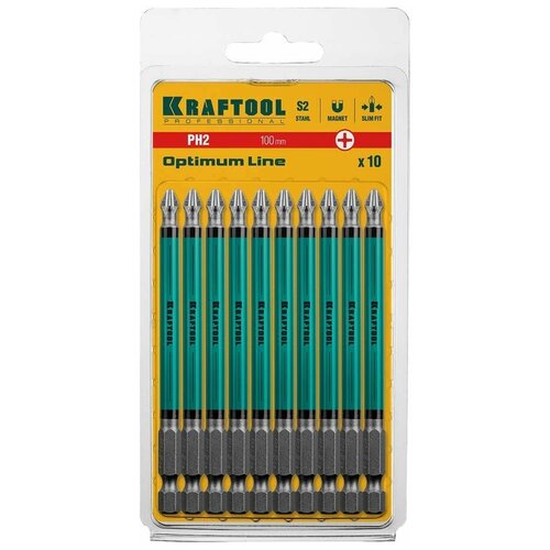 Кованые биты KRAFTOOL Optimum Line PH2 100 мм 10 шт. 26124-2